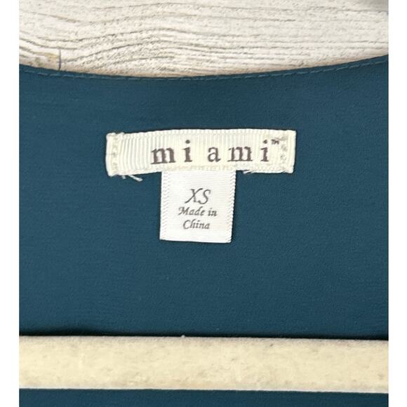 Miami Women’s XS Blue Pine Bell Sleeve Lined Lightweight Boho Mini Dress - Picture 4 of 6